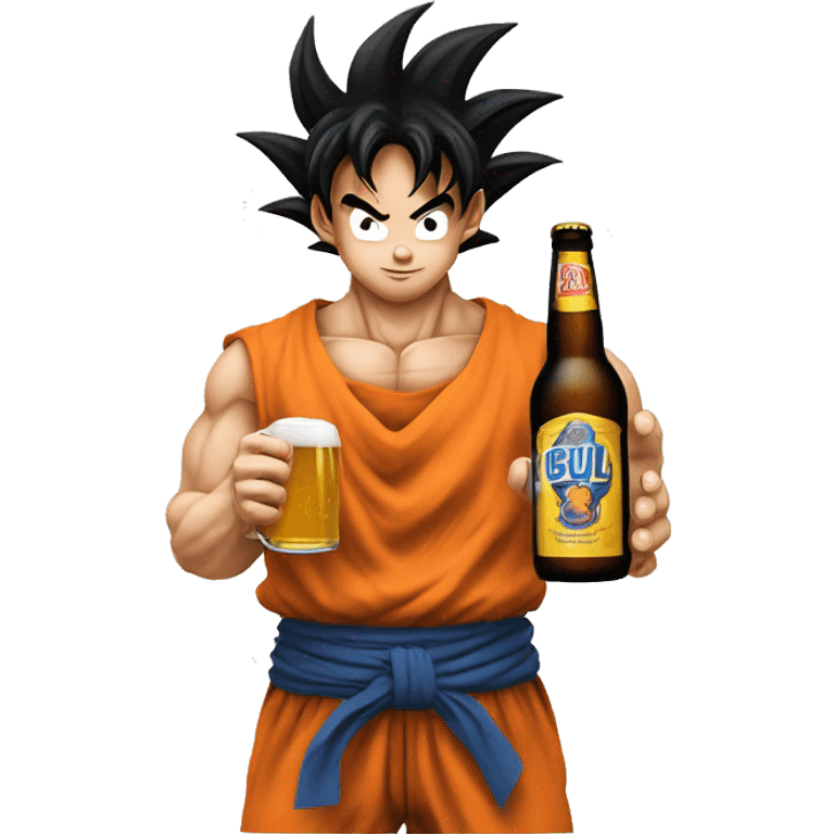 Son Goku avec une bière  emoji