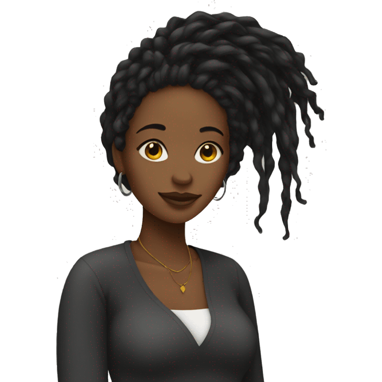 Black woman with locs and great edges emoji