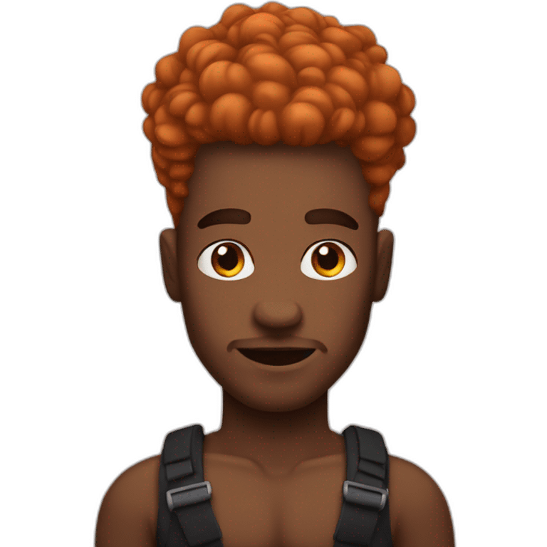 Man ginger black power hair, with eyebrow piercing emoji