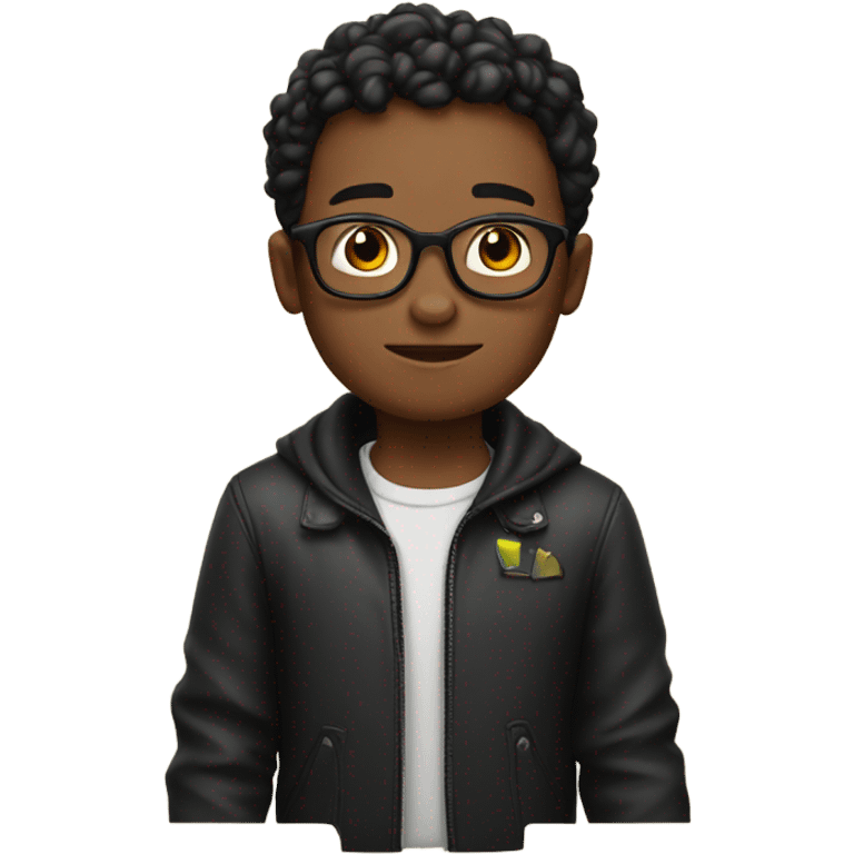 boy in black jacket atlas with glasses  emoji