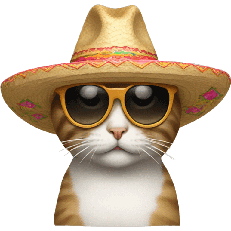 Cat wearing sunglasses and a sombrero  emoji