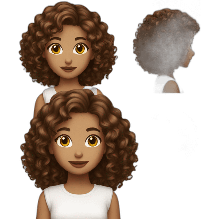 Girl brown hair curly summer shade emoji