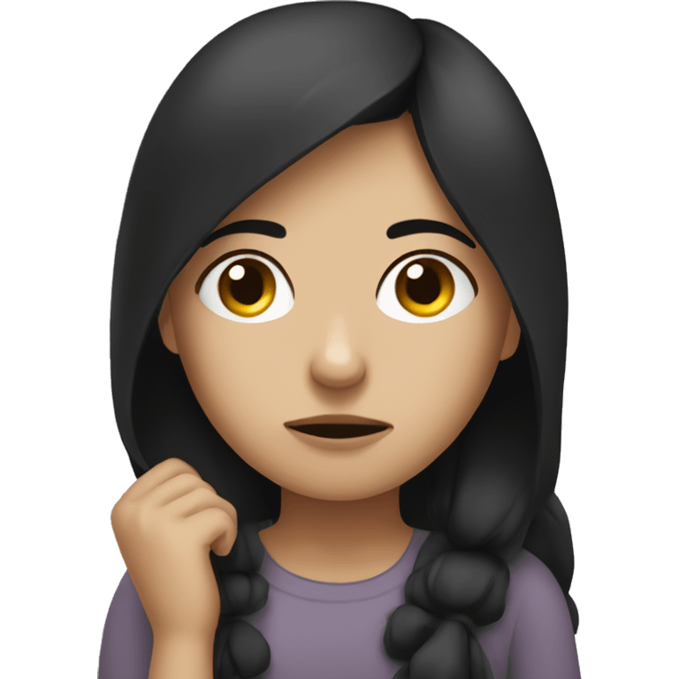 a tired and sleepy dark haired girl emoji