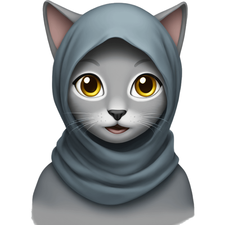 grey cat in a hijab emoji