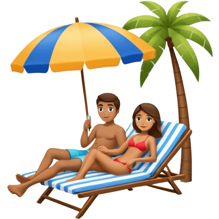 Couple beach bed beach umbrella emoji