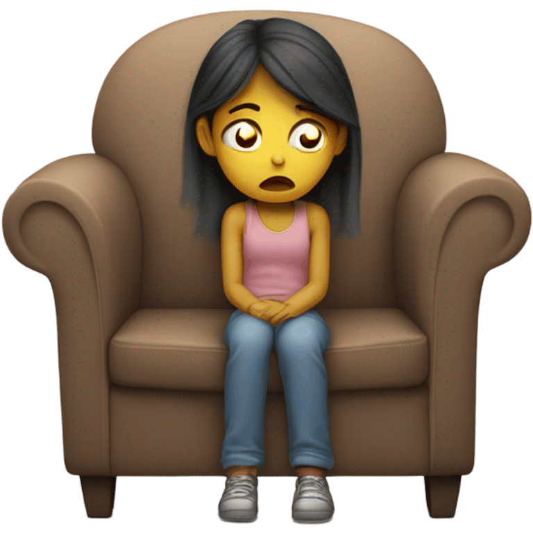 Girl crying on the couch  emoji