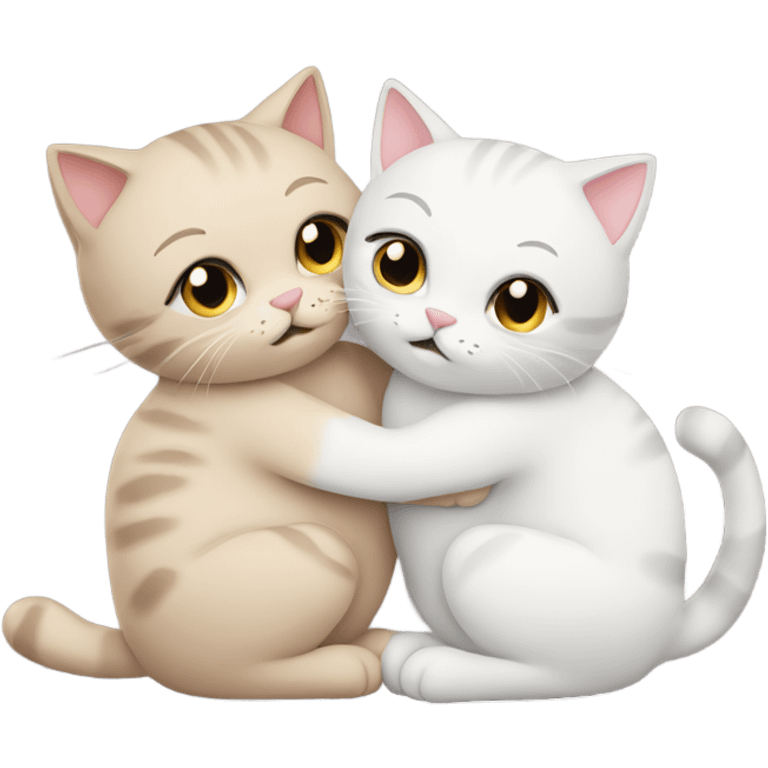 Two cute cats hugging eachother emoji