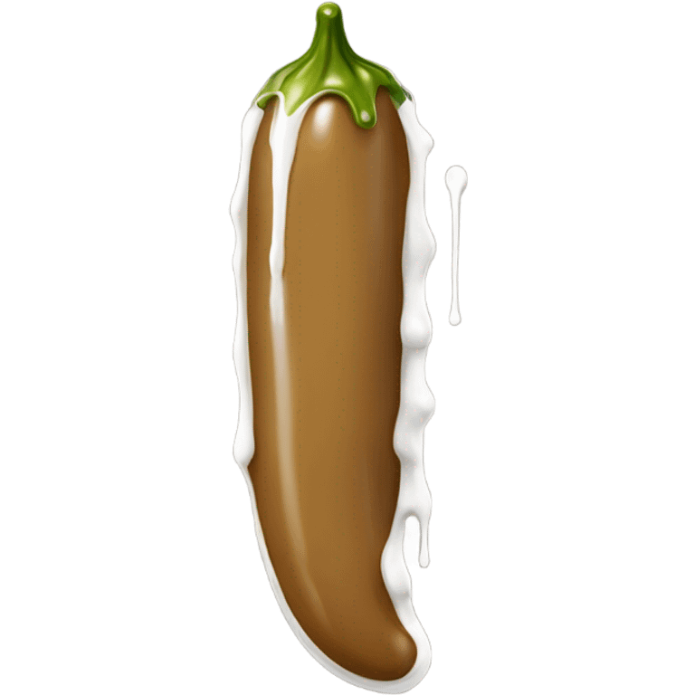 Light-brown skinny long pickle with white paint dripping emoji