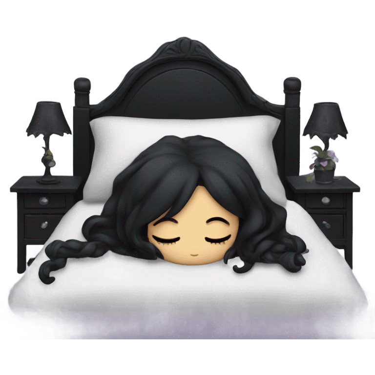 Goth girl sleeping in the bed  emoji