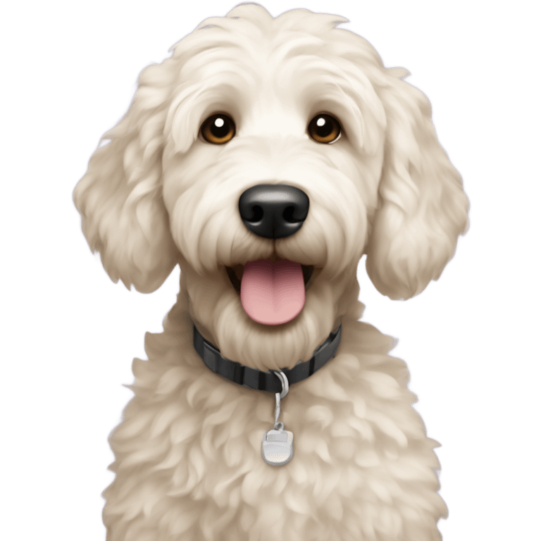 Goldendoodle with white hair  emoji