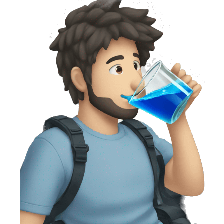 among us crewmate drinking blue juice with a giant traw emoji