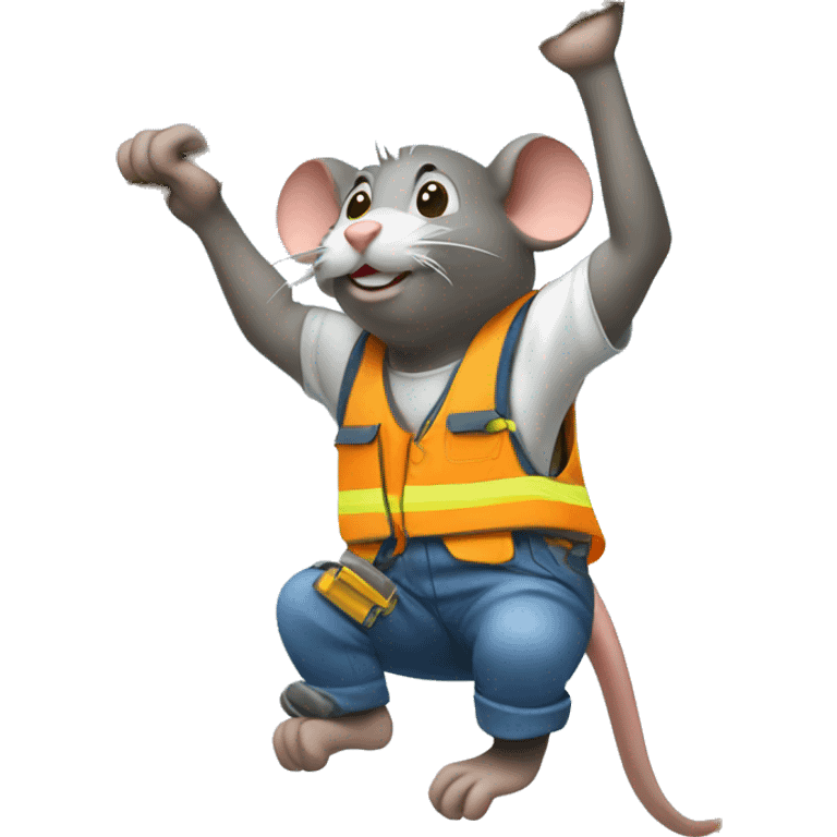 Rat Construction worker pulling rope down from above emoji