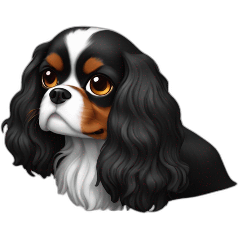 Cavalier King Charles noir et feu emoji