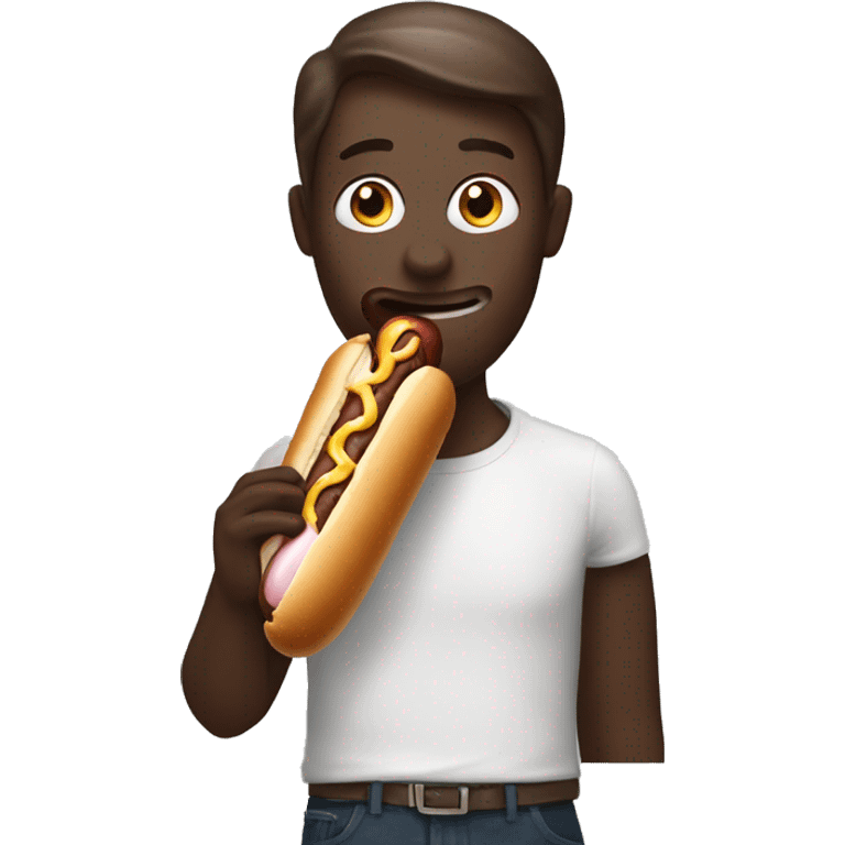 Chocolate ice cream eating hot dog emoji