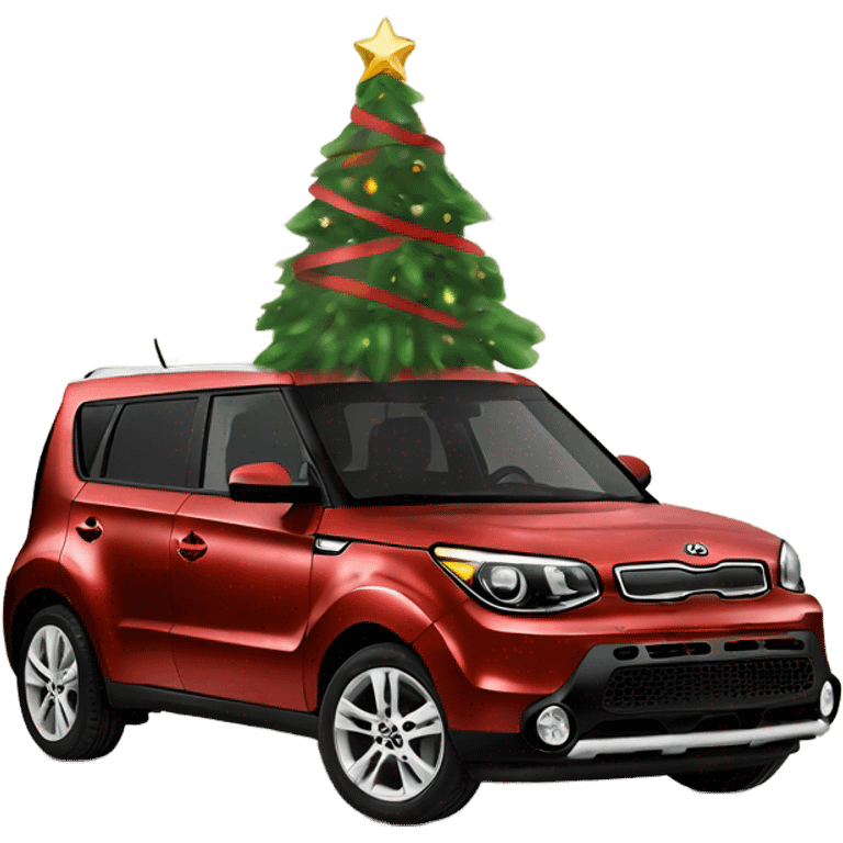 Black Kia soul decorated for  Christmas emoji