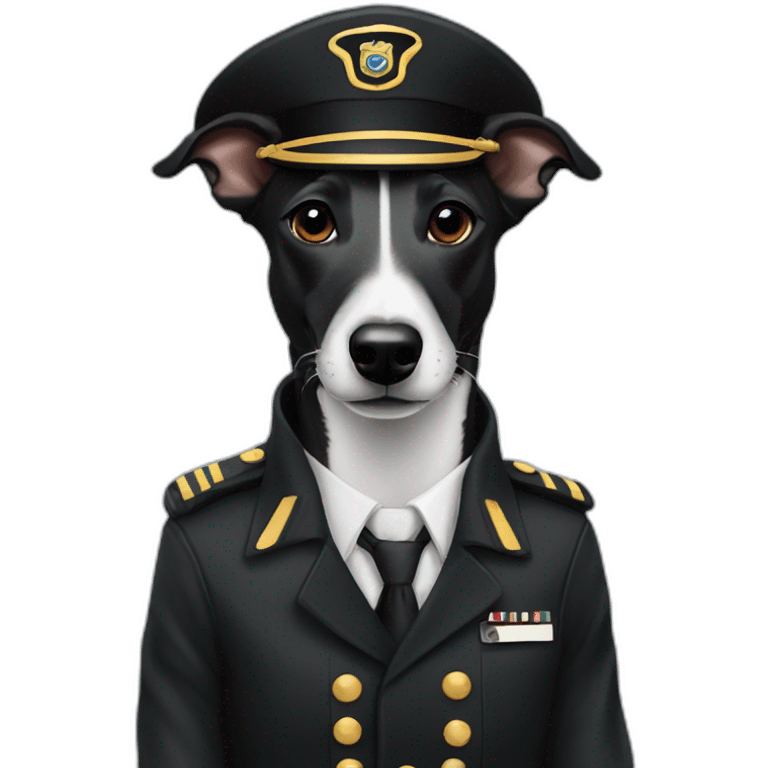 all black whippet dressed as pilot emoji