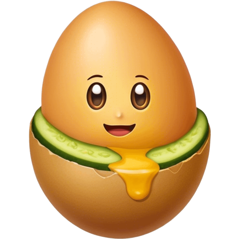 Brown egg with pickle and mustard  emoji