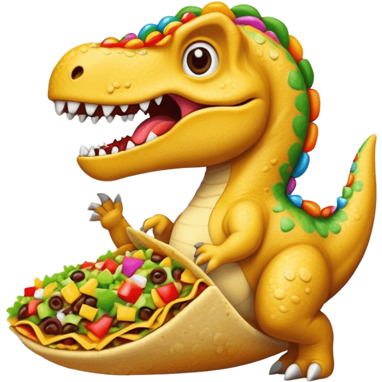 dinosaur eating taco emoji