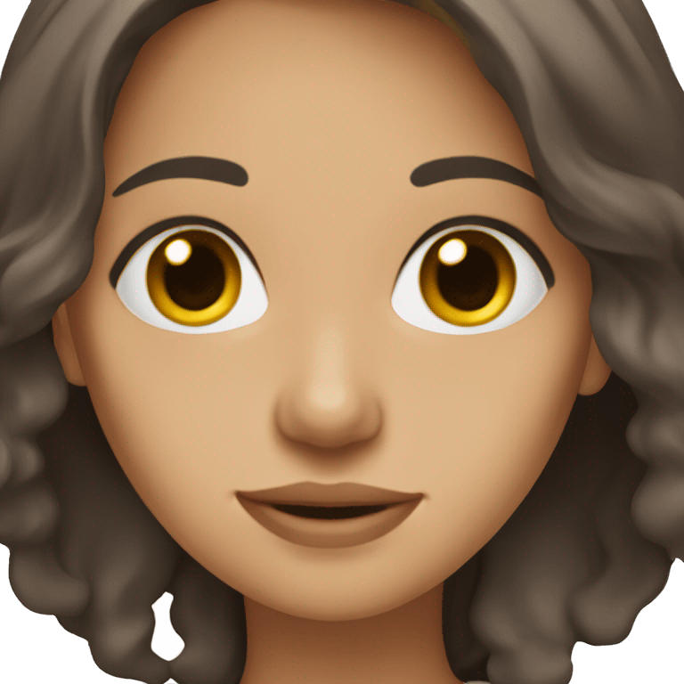 female with dark brown hair and brown eyes wavy long hair emoji