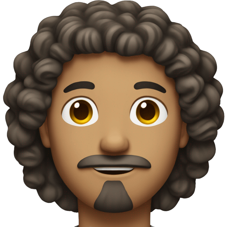 Guy with long curly hair with mustache and goatee emoji