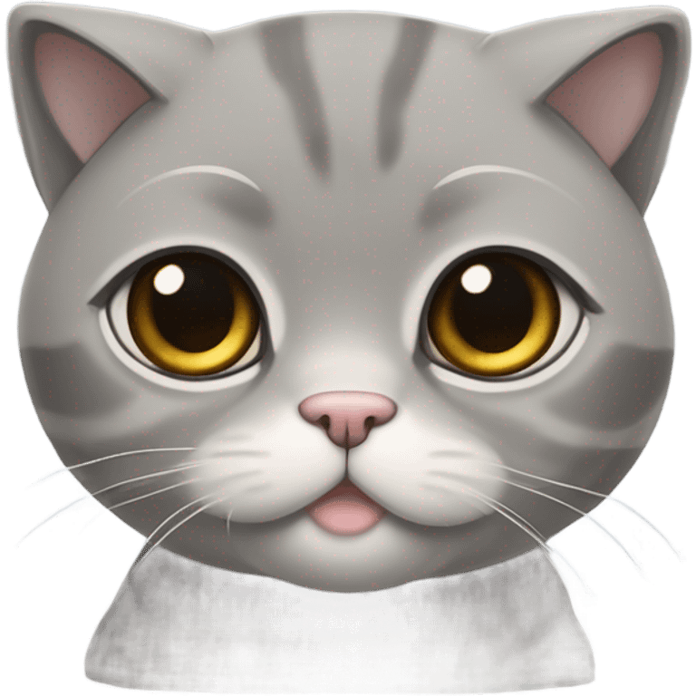 cute grey Scottish fold cat emoji