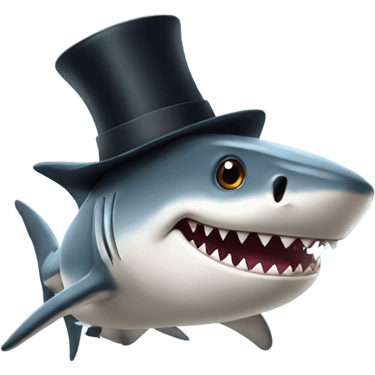 Shark with a top hat emoji