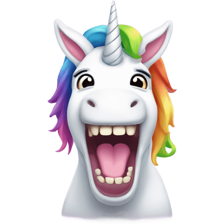 Rainbow unicorn with rabbit ears and bad teeth  emoji