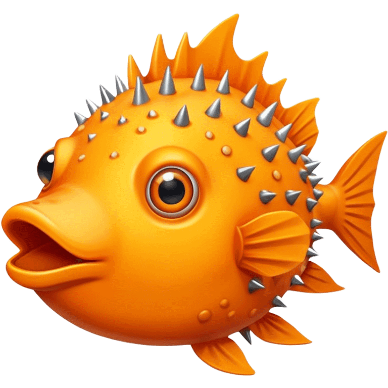 All Orange Blowfish with spikes out emoji