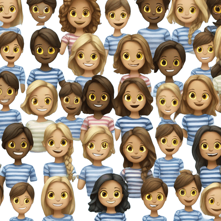 smiling girls in striped shirts emoji