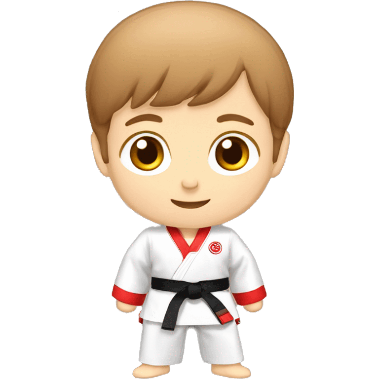 Taekwondo dobok red belt boy light brown hair birthday emoji