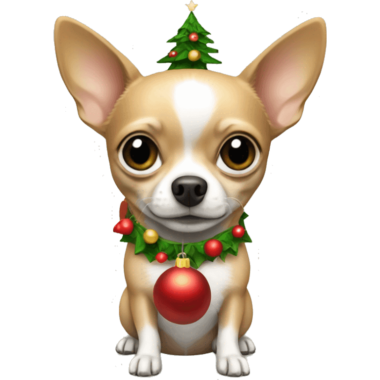 Chihuahua holding Christmas tree emoji