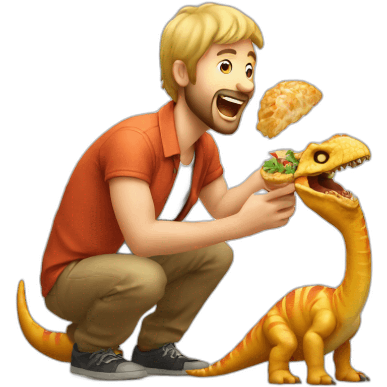 crazy man eating perogis on a dinosaur emoji