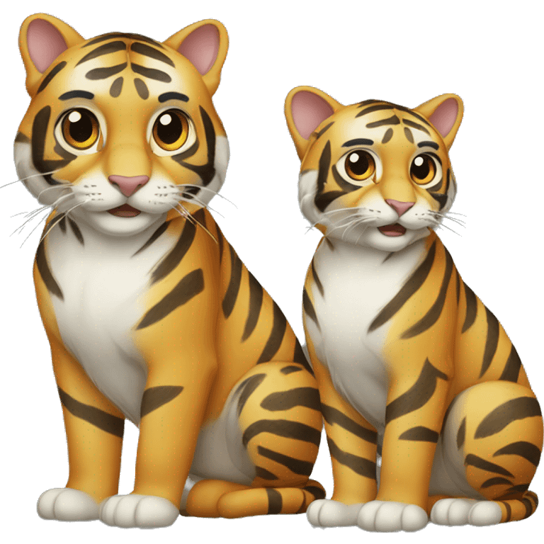 two tiger cats, one bigger and one smaller emoji