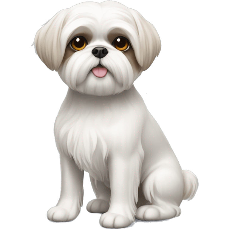 White shih tzu dog with short hair  emoji