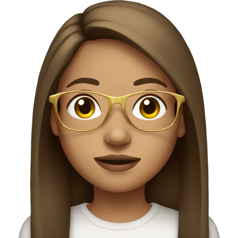 Girl with gold glasses and brown straight hair emoji