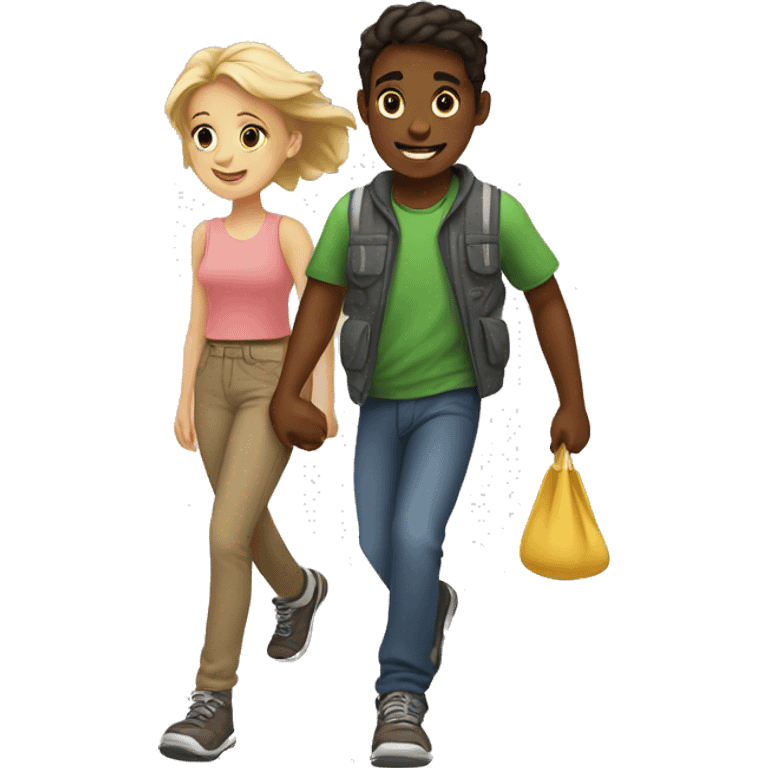 Boy and girl on a walk emoji