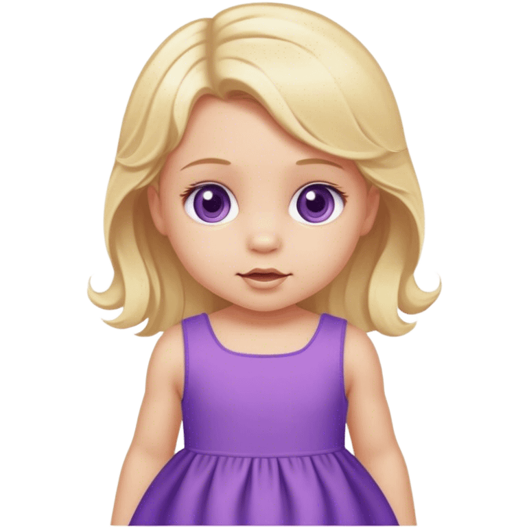 purple dress blond  baby girl  with cream eyes emoji