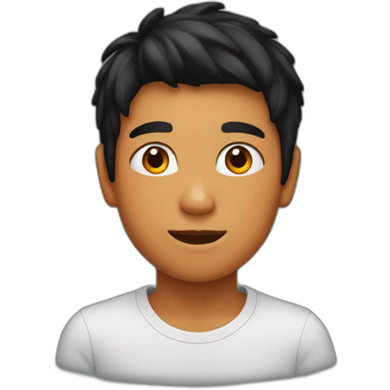 Boy with black hairl and orange houdey emoji