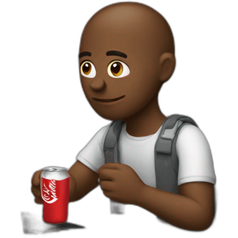 guy working on his macbook drinking a coke emoji