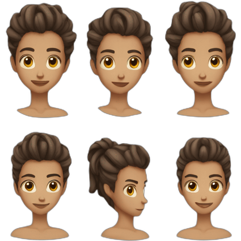 young genderless human with various emotions short beard long manbun emoji