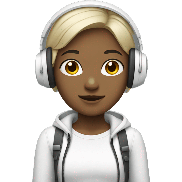 girl with short hair wearing white headphones emoji