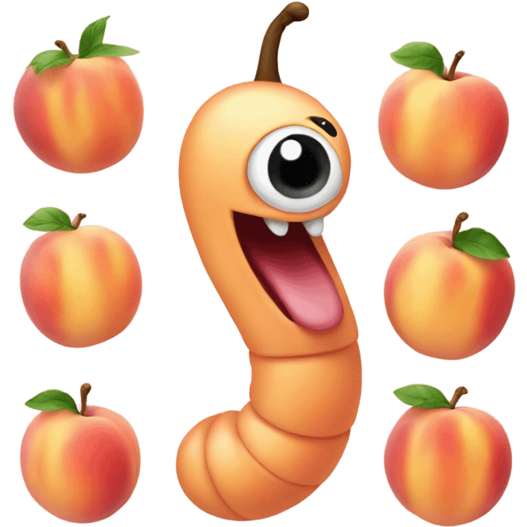 Worm inside peach emoji