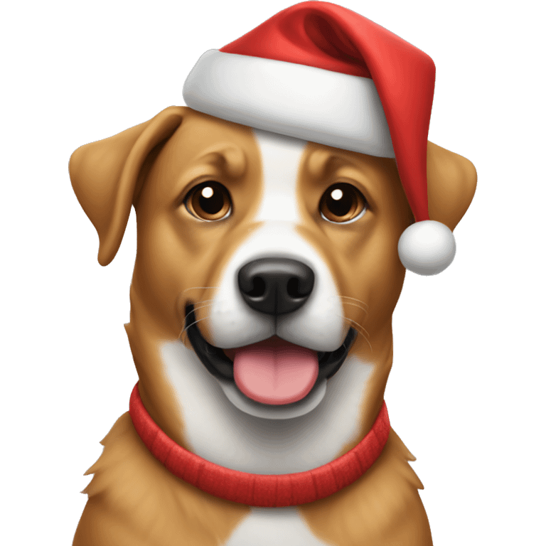 Dog wearing santa hat emoji