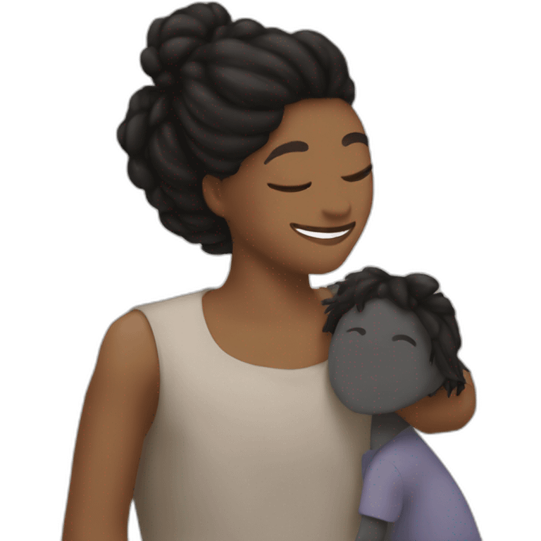 Simon Baker hug a black girl brown eyes and sblack hair in a bun emoji