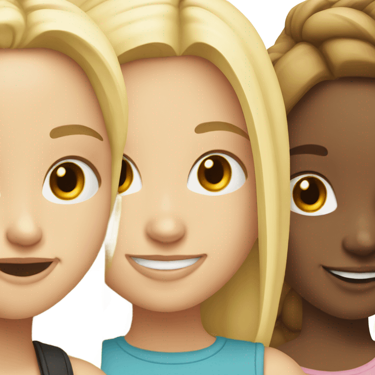 blonde girl smiling with friends emoji