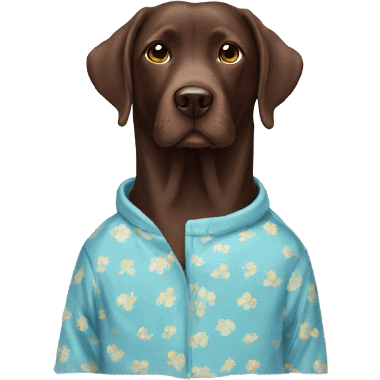 Chocolate lab wearing pjs emoji