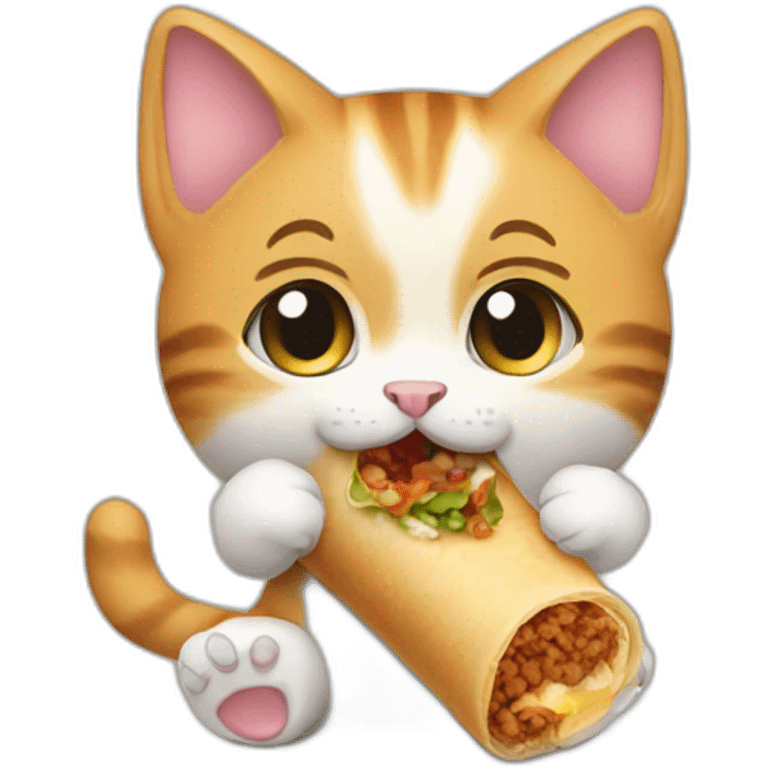 kitten eating shawarma roll emoji