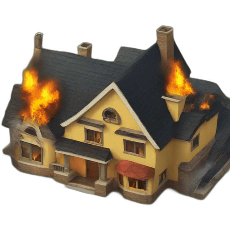 A house that goes on fire with a Shrek head on top of it emoji