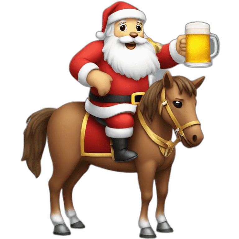 santa drinking a beer on an horse emoji