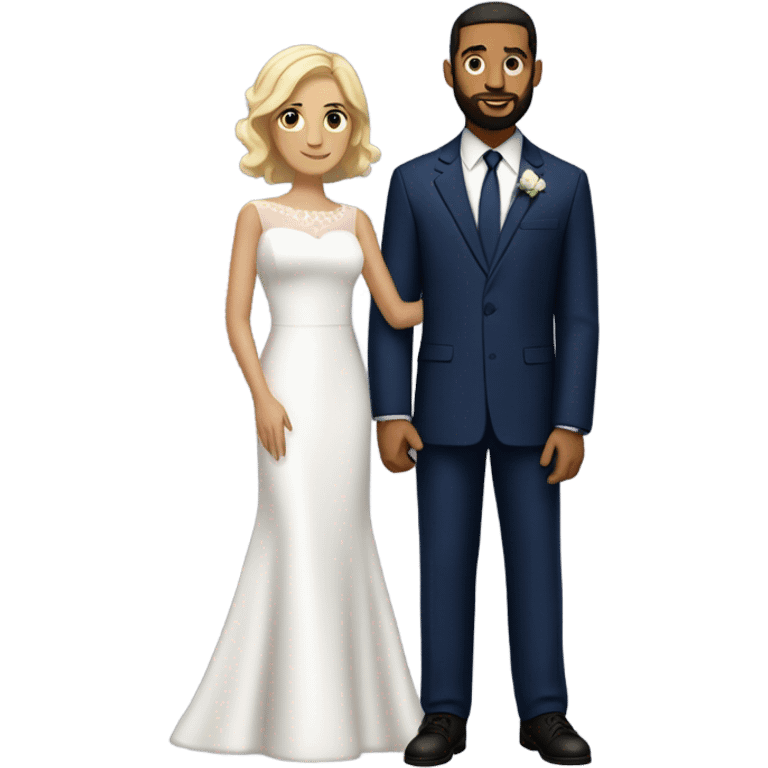 Puerto rican beard short hair with navy blue suit marrying  with blond girl emoji